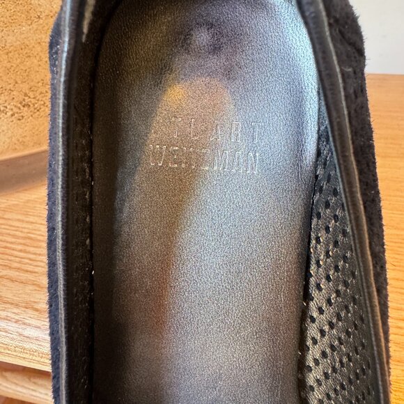 Stuart Weitzman Navy Suede Bow Kitten Heel Pumps Size 7 - Picture 8 of 10